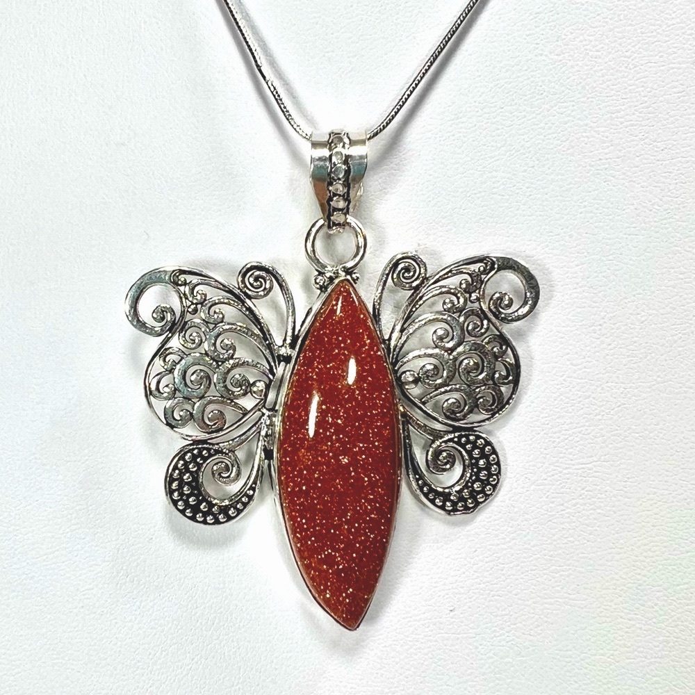 Goldstone 925 Butterfly Necklace